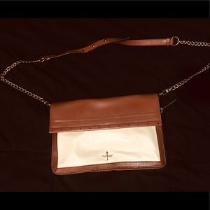 Pour La Victoire dual color leather crossbody